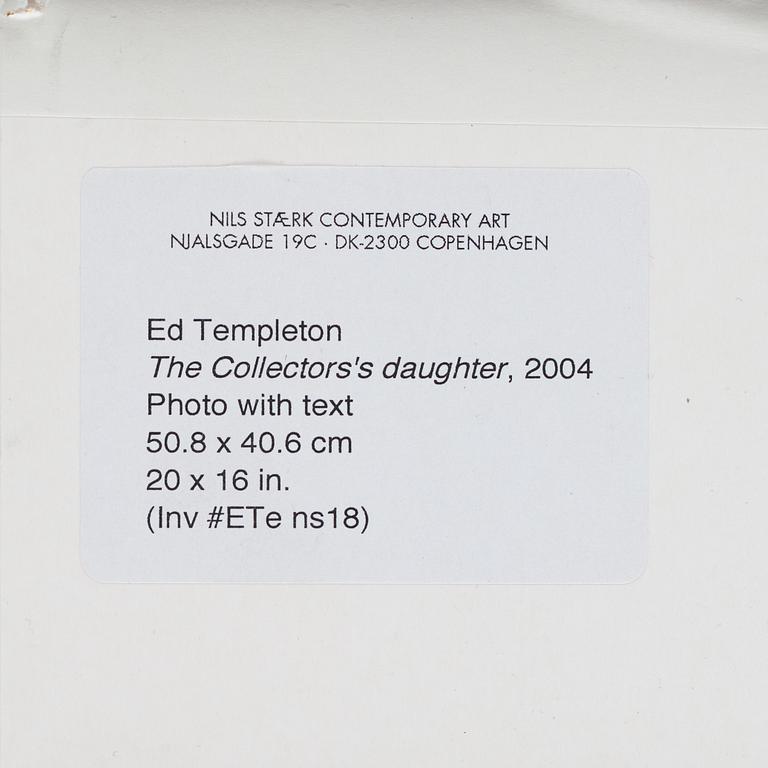 Ed Templeton, photograph 2004 signed on verso.