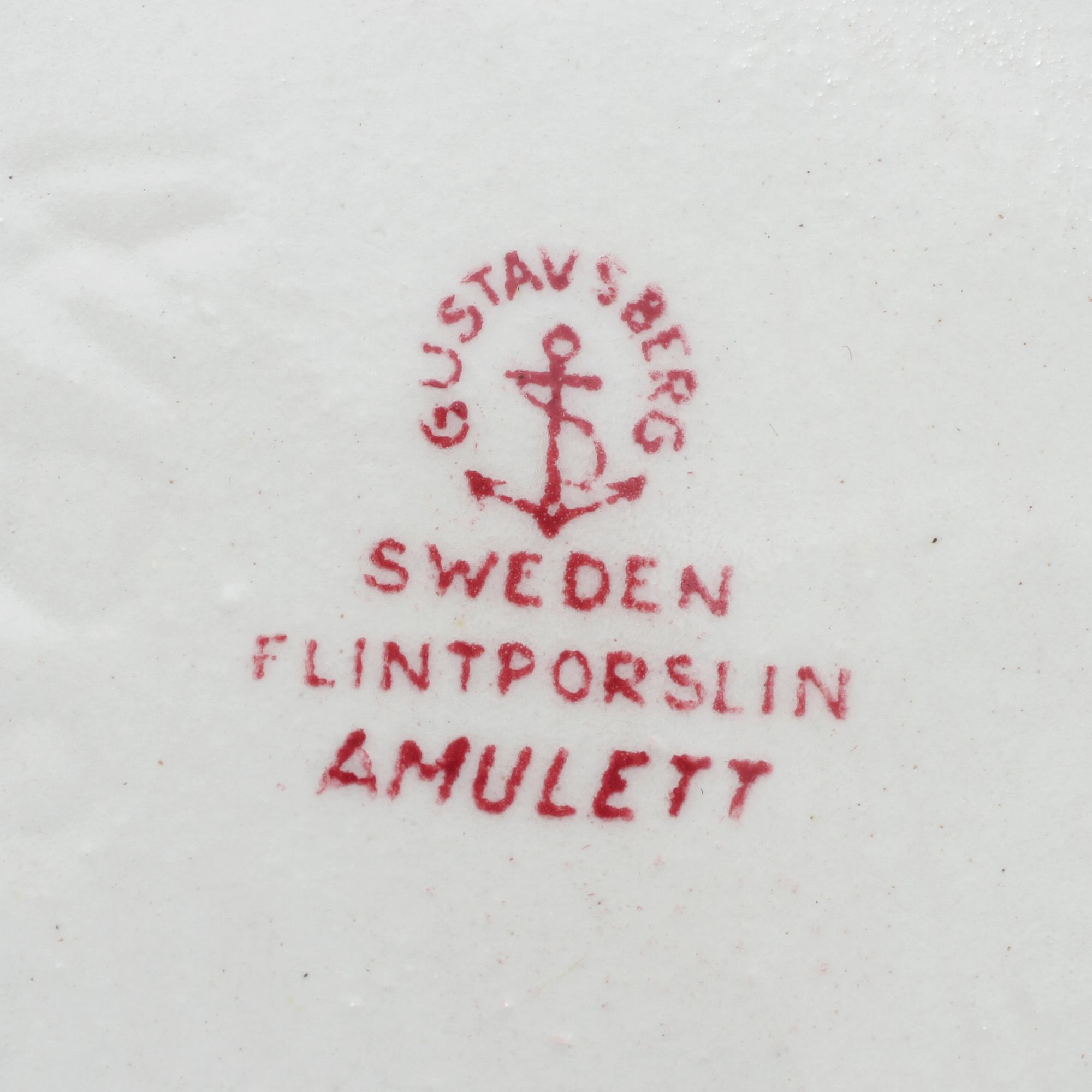 SERVISDELAR, 49 delar, flintgods, "Amulett", Wilhelm Kåge, Gustavsberg, 1900-tal.