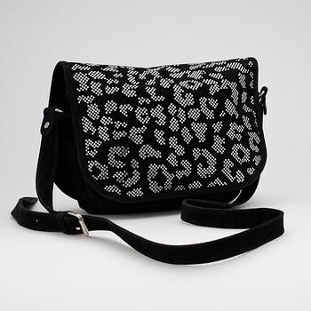 BALMAIN, a black suede shoulder bag with paste.