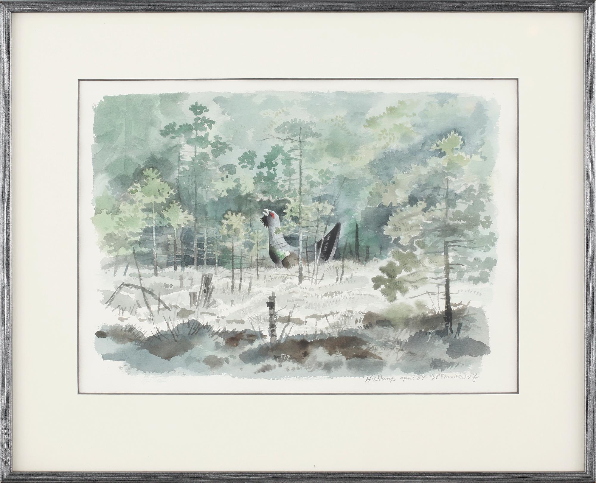 GUNNAR BRUSEWITZ, akvarell, signerad, daterad "Huddinge april - 84".