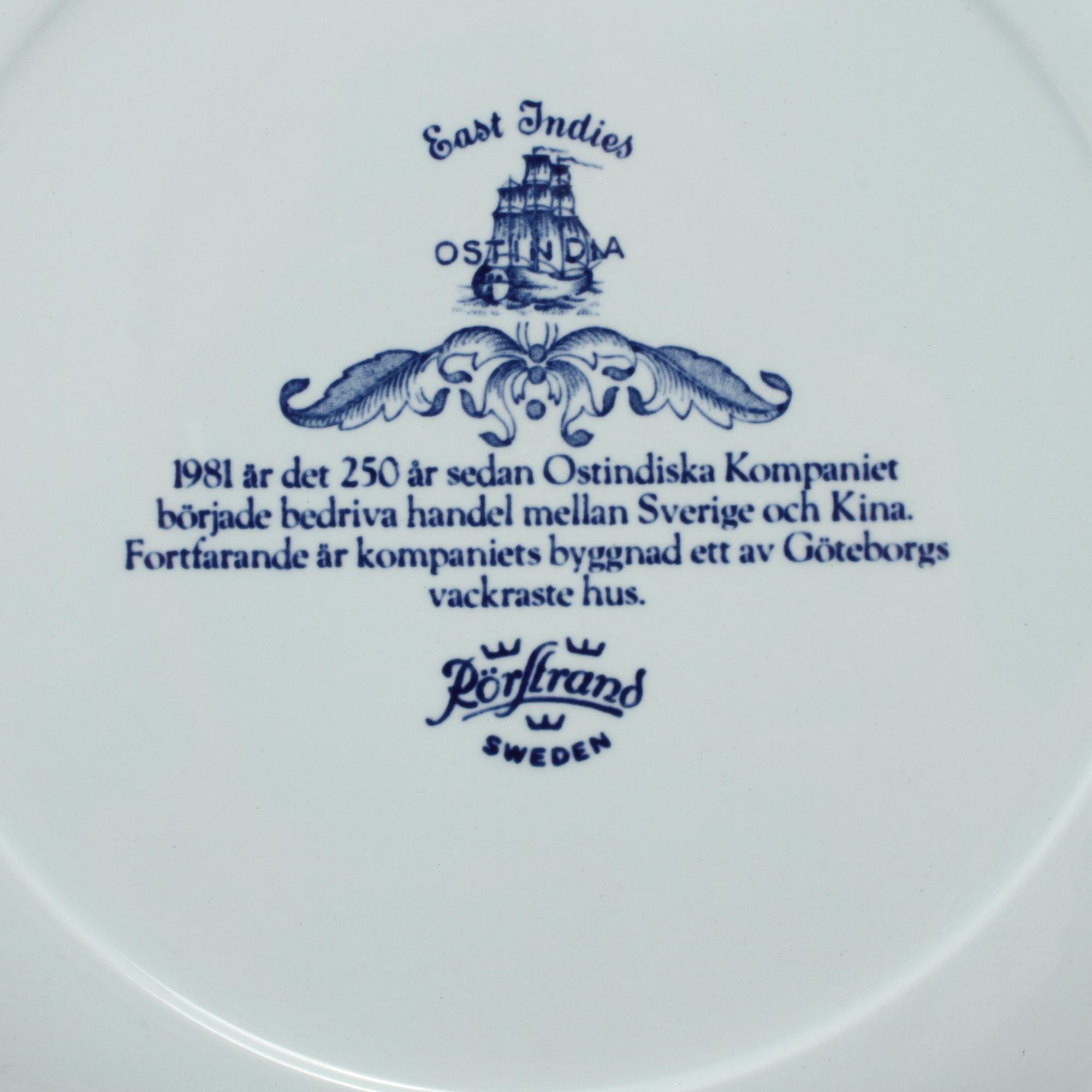 TALLRIKAR, 7 st, flintgods "Ostindia, jubileumstallrik", Rörstrand, 1987.