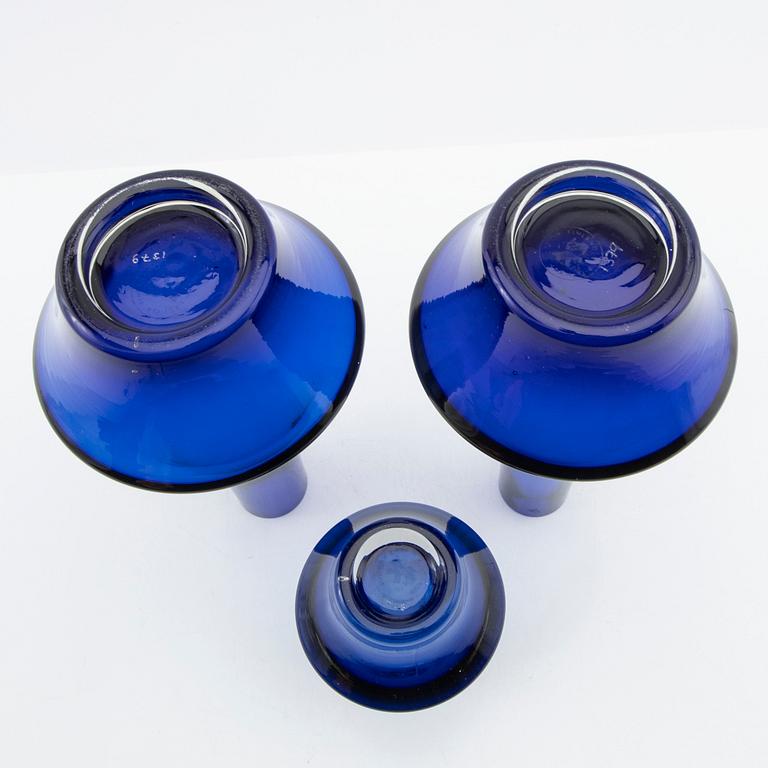 Tamara Aladin, vaser, 3 st, glas, Riihimäen Lasi, 1960/70-tal.