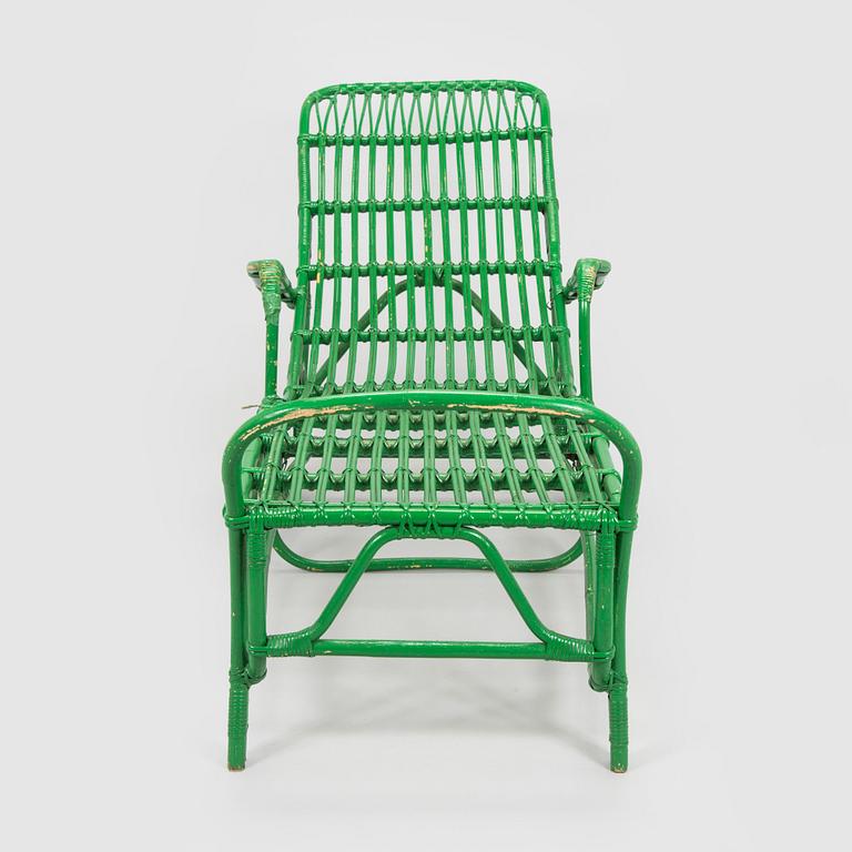 Aino Aalto, puutarhatuoli / aurinkotuoli, malli 374, jälleenmyyjä Artek 1950-luvun alku.