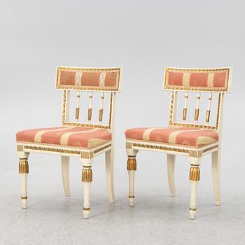 A pair of late Gustavian chairs, circa 1800.