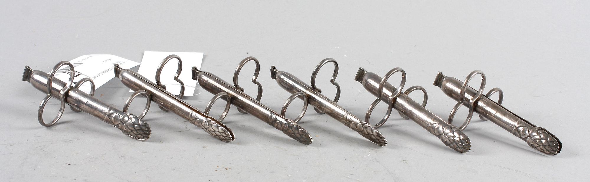 SPARRISTÄNGER, 6 st, nysilver, 1900-talet.