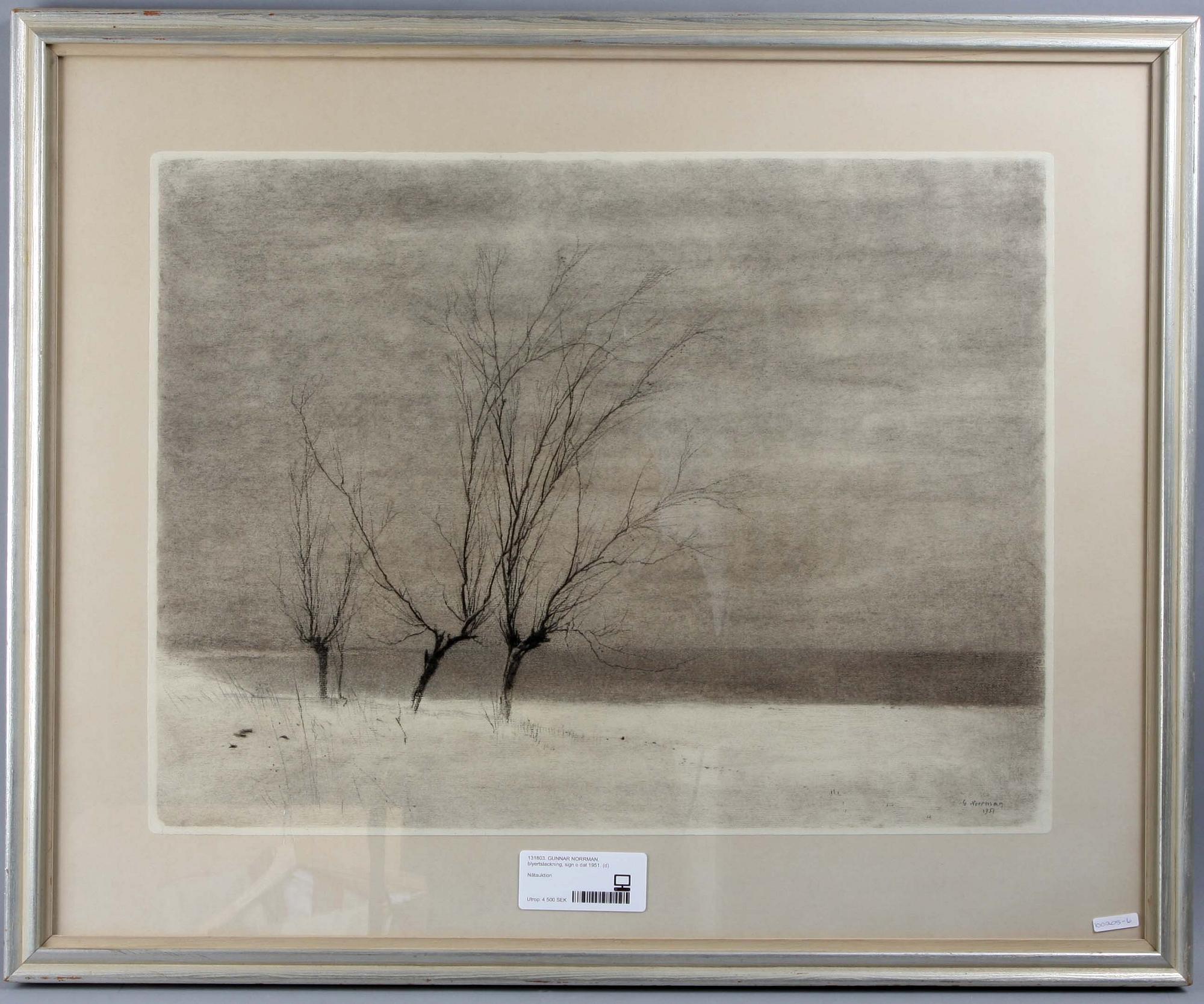 GUNNAR NORRMAN, blyertsteckning, sign o dat 1951.