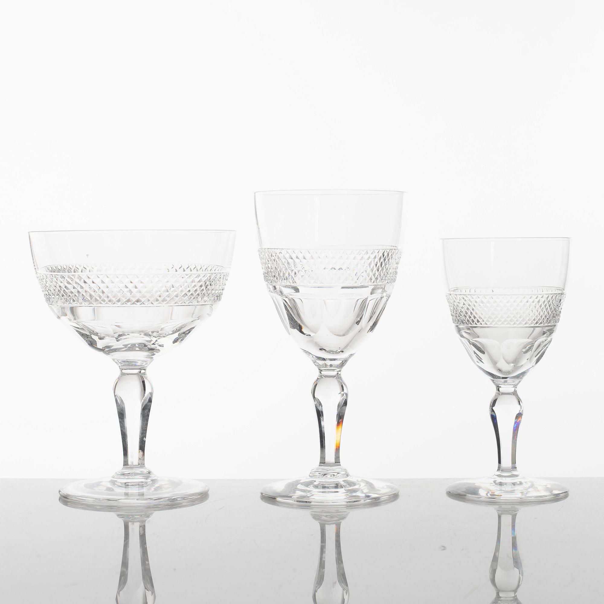 Edward Hald, glasservis, 48 delar, "Rio", Orrefors, 1900-talets mitt.