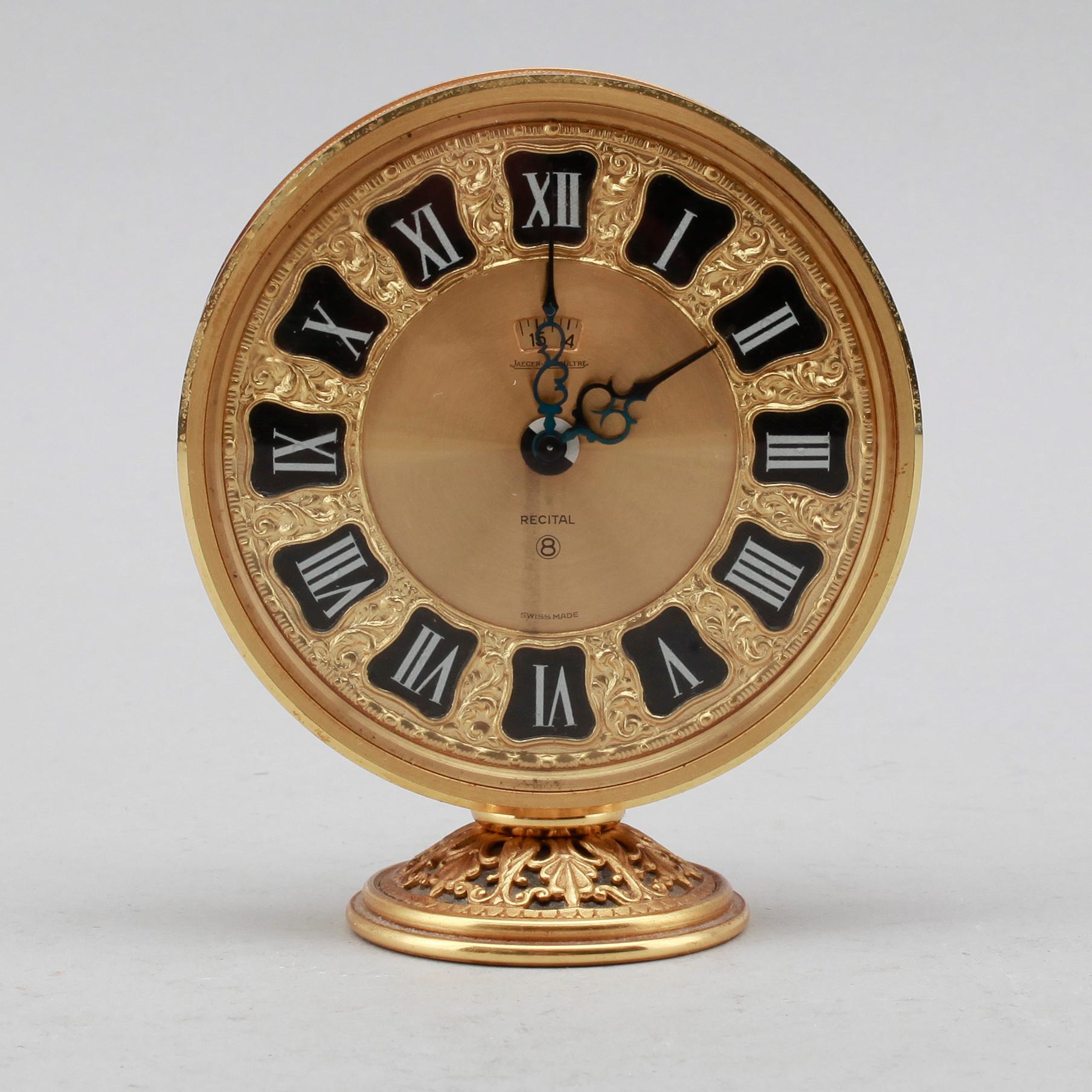 VÄCKARKLOCKA, mässing, Jaeger le Coultre, "Recital", 1900-talets andra hälft.