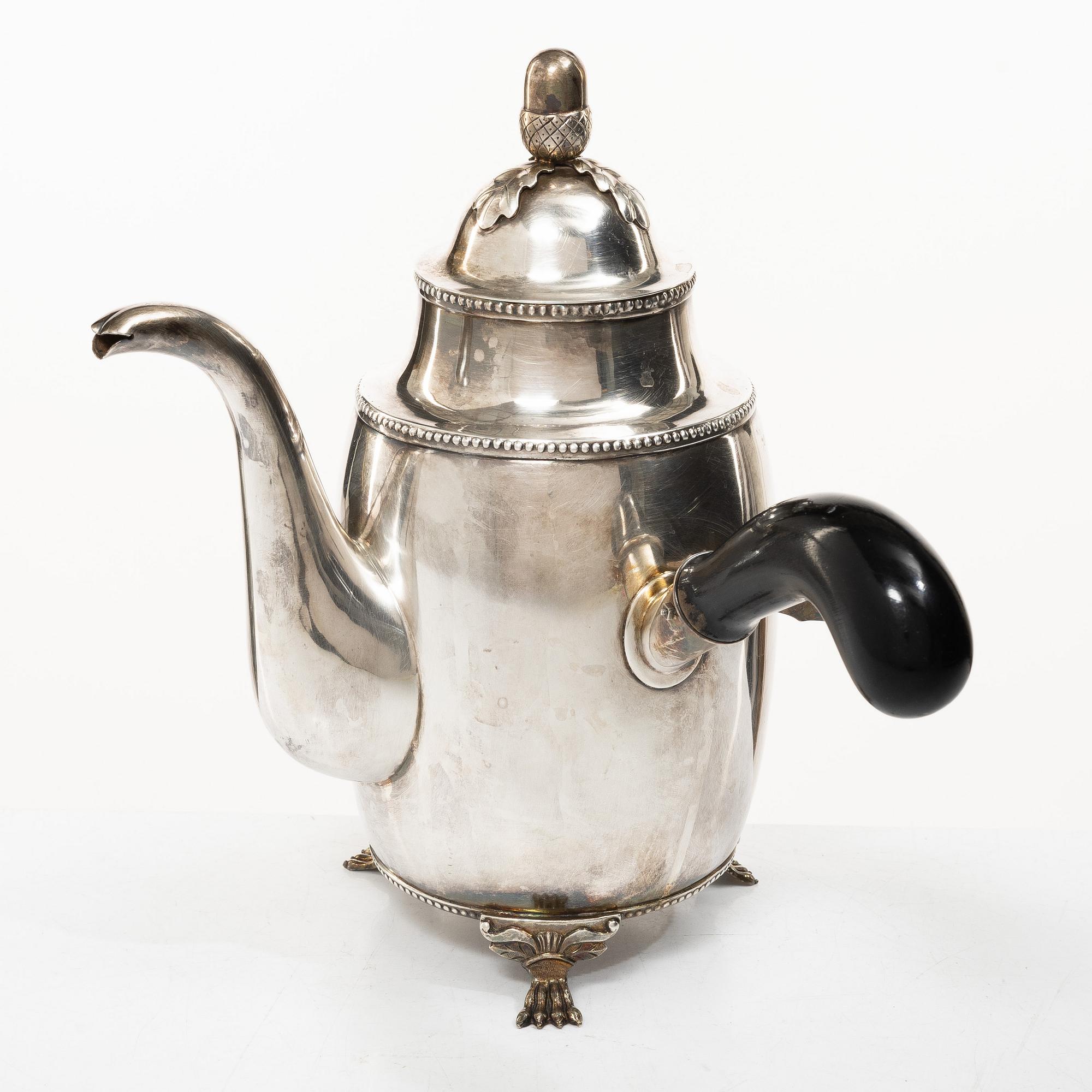 A Swedish sterling silver Empire style coffee pot, mark of Metallkonst Tage Björklund, Strängnäs 1954.