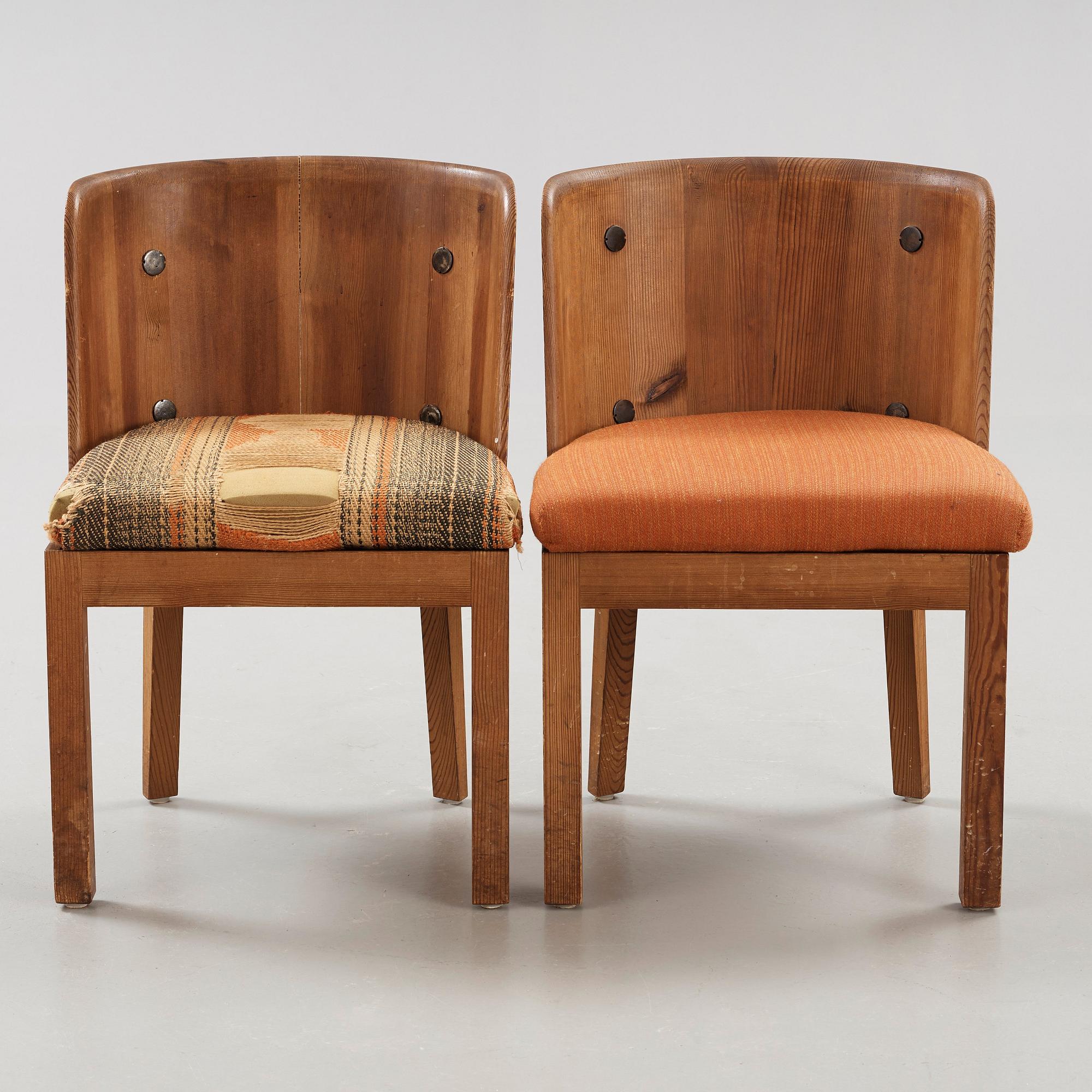 Axel Einar Hjorth, A pair of  'Lovö' stained pine armchairs, Nordiska Kompaniet, NK, 1930's.