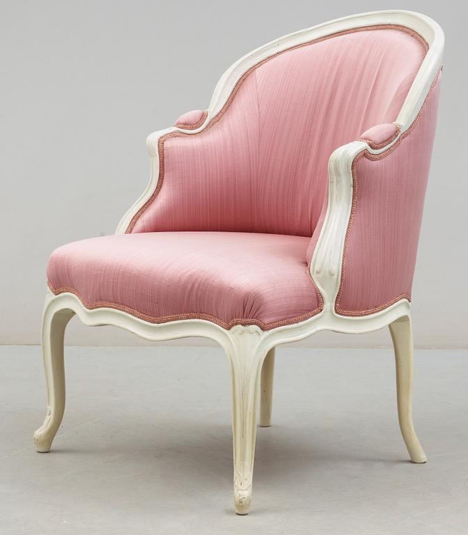 BALJFÅTÖLJ, Louis XV-stil, omkring sekelskiftet 1900.