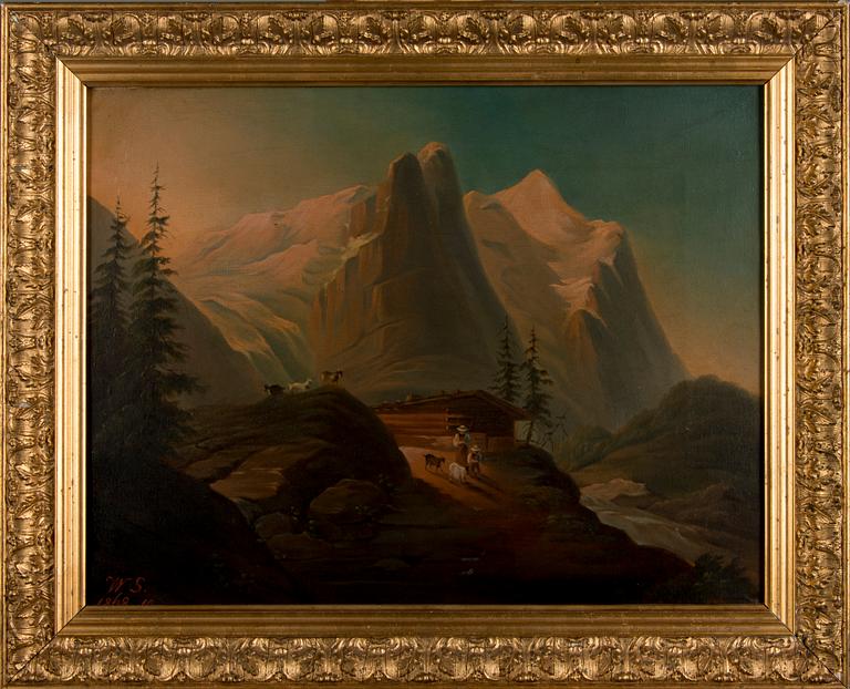 OIDENTIFIERAD KONSTNÄR, olja på duk, signerad WS. och daterad 1868.