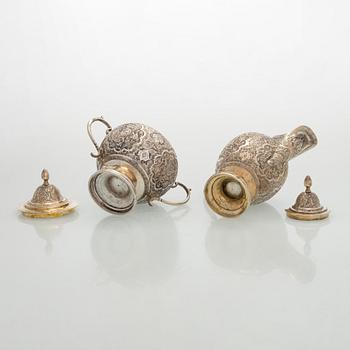 A 5-piece Persian tea service, first half of the 20th century.