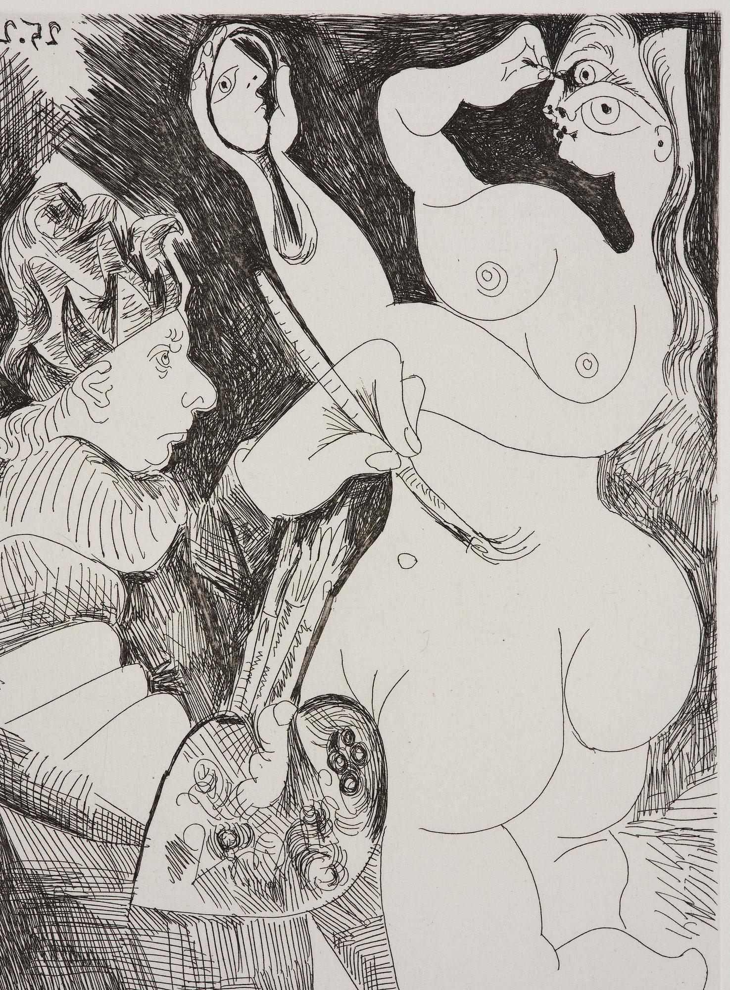 Pablo Picasso, "Peintre Bouffon peignant sur son Modèle", ur "Séries 156".