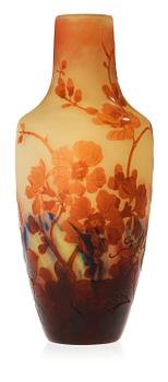 An Emile Gallé Art Nouveau amber cameo glass vase, Nancy France.