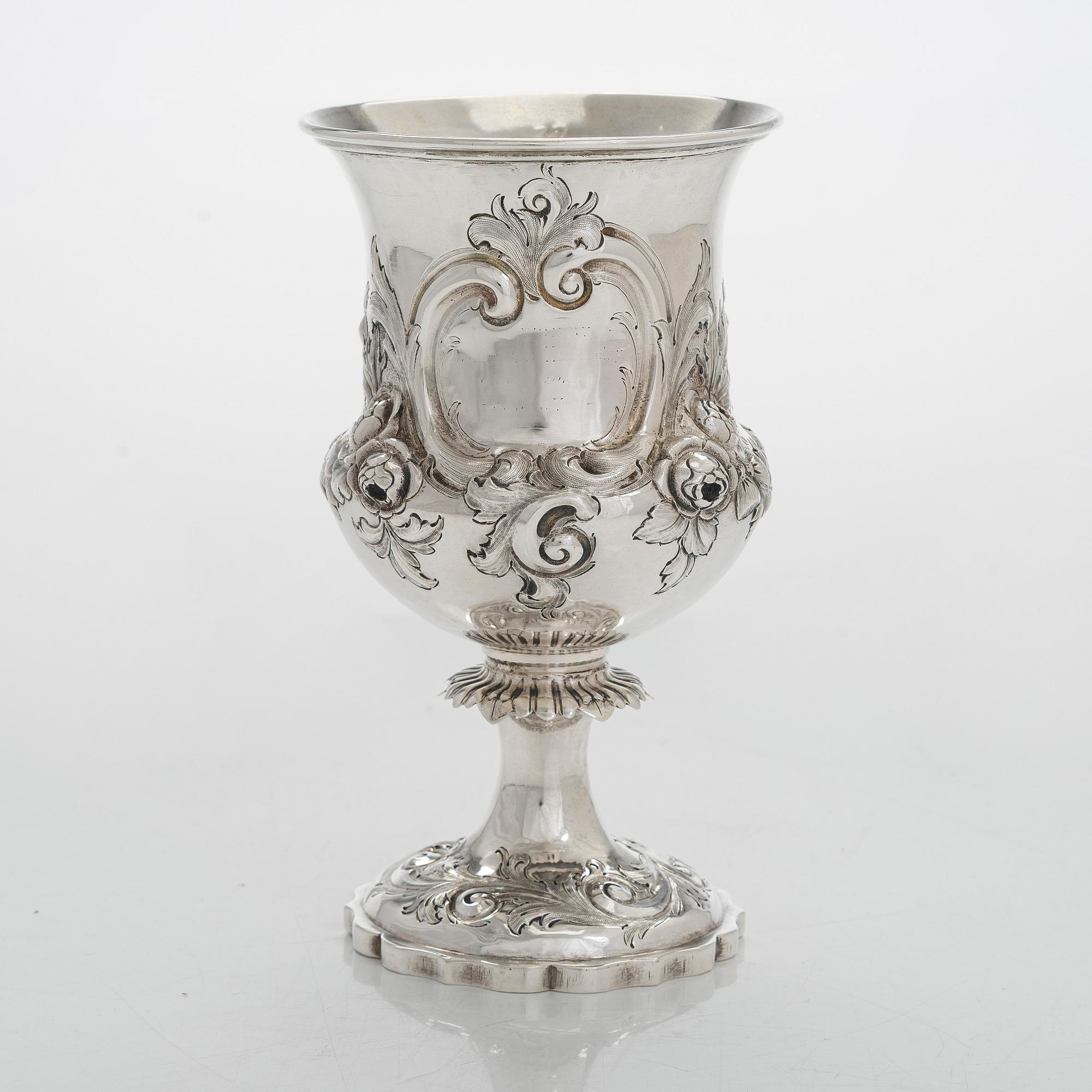 William Smily, a sterling silver Goblet, maker's mark of William Smily, A B Savory & Sons, London 1861.