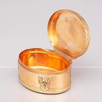 An early 19th century 18 carat gold box, probably Geneva, Switzerland.
