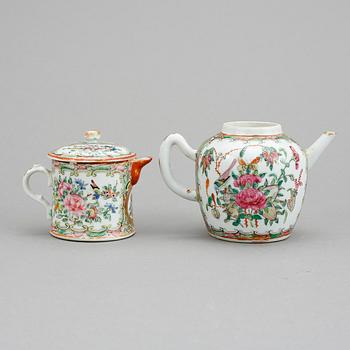 KANNOR, 2 st, porslin, Kina, Kanton, 1800-tal.