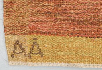 CARPET. Rölakan (flat weave). Signed AÅ R. Sweden, from the 1950's.