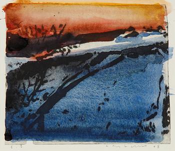 Lars Lerin, wood cut with hand colouring, 2008, signerad Lars Lerin et.