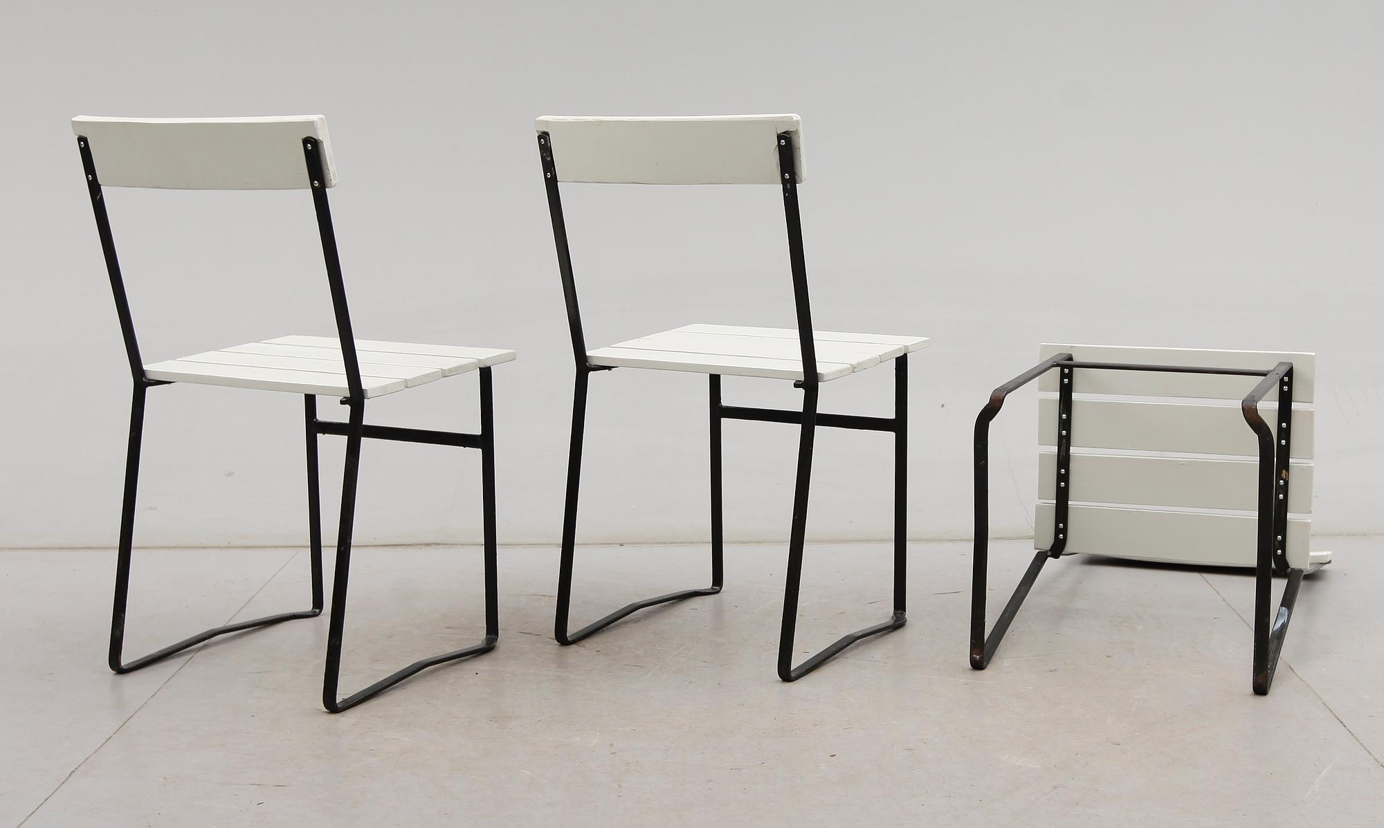 TRÄDGÅRDSSTOLAR, 3 st, 1900-talets mitt.