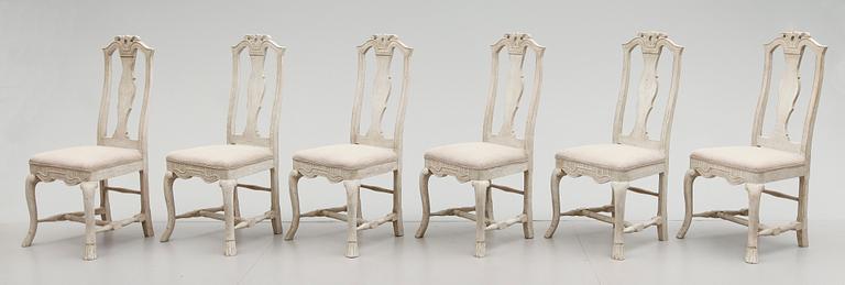 STOLAR, 6 st, barockstil, sent 1800-tal.