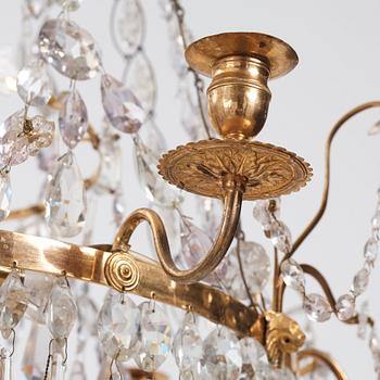 A Gustavian six-light chandelier, late 18th century.