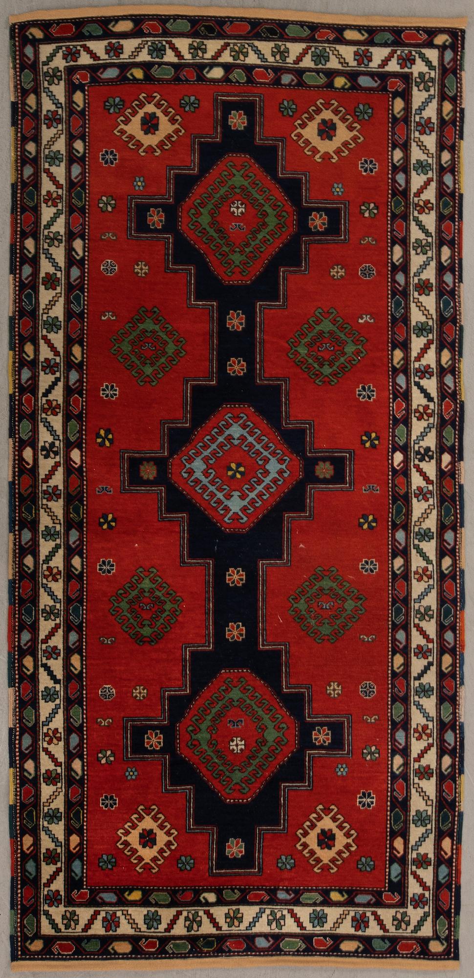 Oriental rug, old, approx. 247x120 cm.
