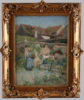 OKÄND KONSTNÄR, olja på pannå, signerad, 1800/1900-tal.