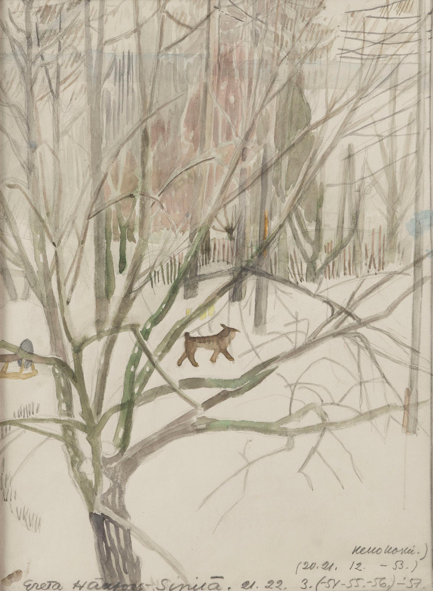 GRETA HÄLLFORS-SIPILÄ, akvarell, signerad och daterad 21-22.3. (20.-21.12. -53) (-54, -55, -56) -57.