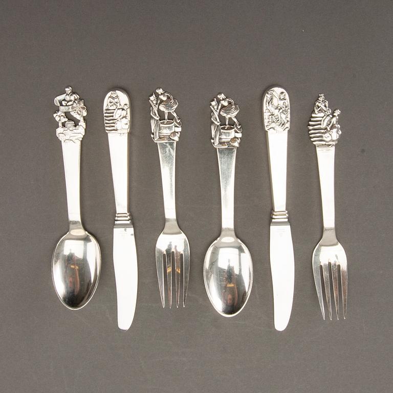 CUTLERY, 33 pcs, silver, H C Andersen motifs, Denmark mid 20th century, 631g.