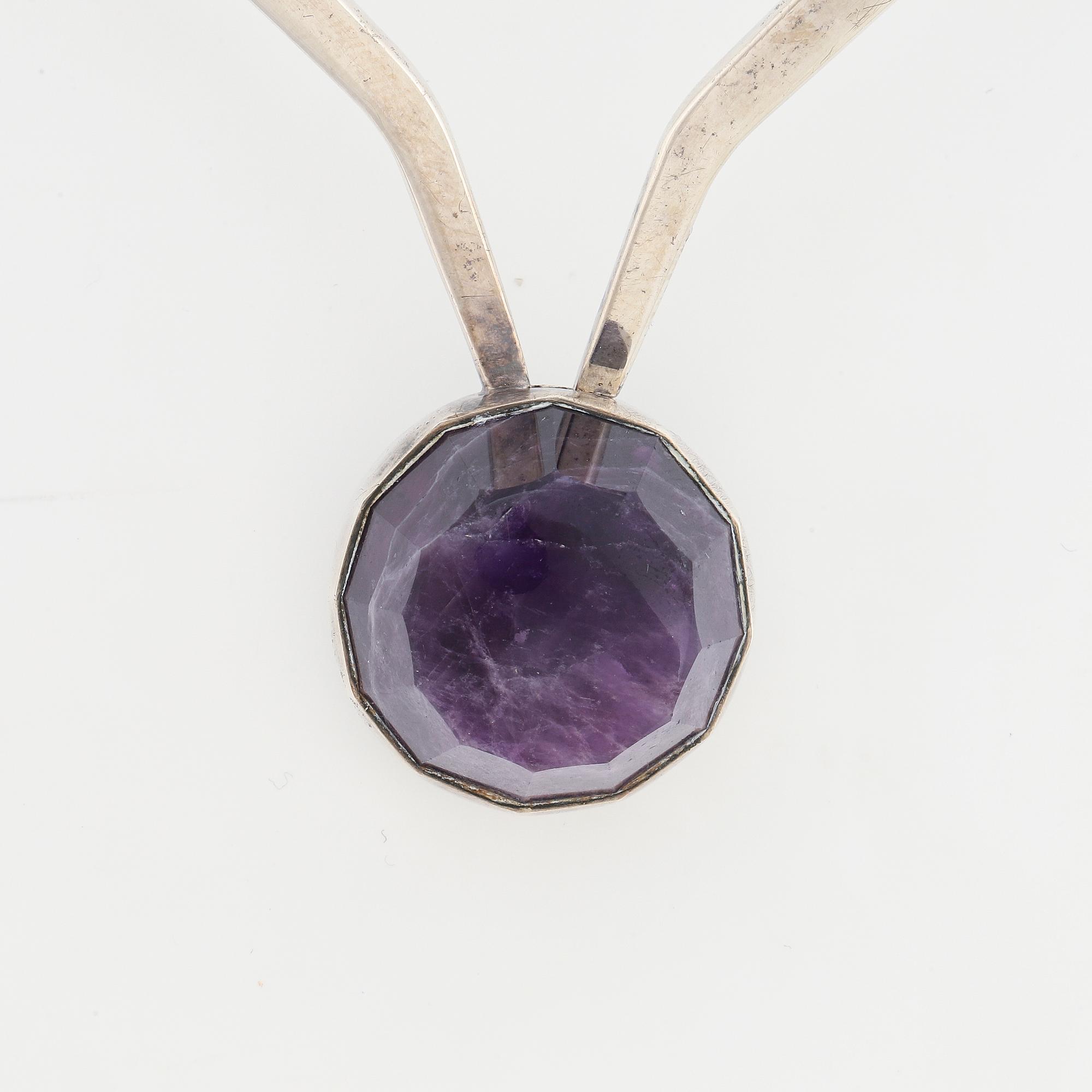 COLLIER silver med ametist.