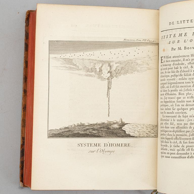 Histoire de L’Academie Royale des Inscriptions et Belles Lettres depuis son establissement jusqu’a présent. 35 volumes.