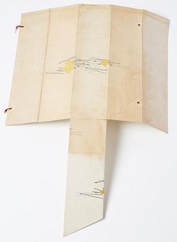 A Japanese Makimomo, ink and colour on paper, Meiji (1868-1912).