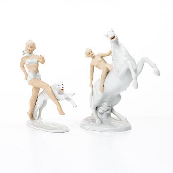 Figurines, 6 pieces, porcelain, including Schaubach Kunst, 20th century.