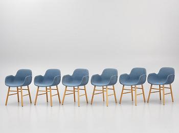 Simon Legald, a set of six armchairs, "Form", Normann Copenhagen, Denmark.