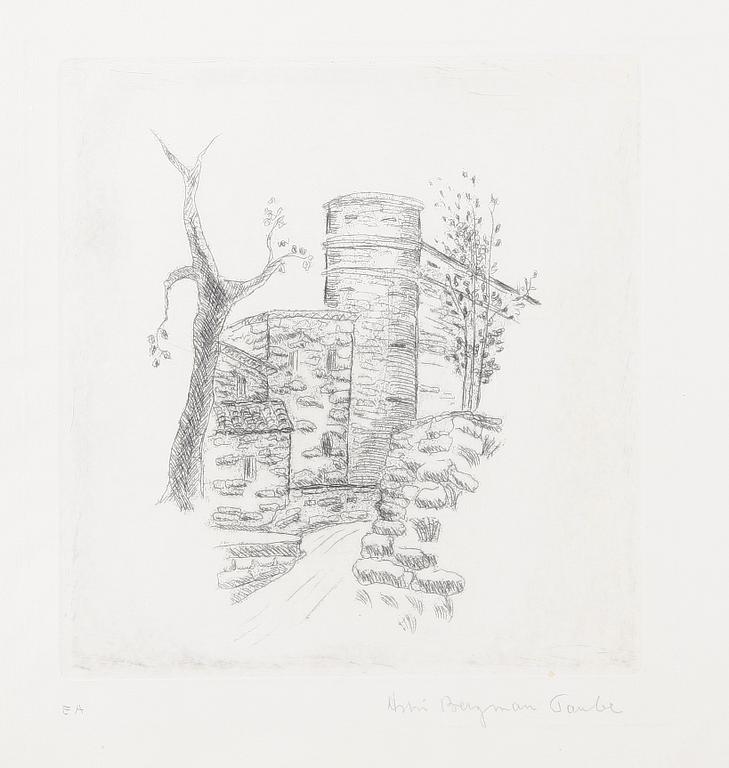 BERGMAN TAUBE, ASTRI. Litografier samt teckningar, 13 st. Sign.