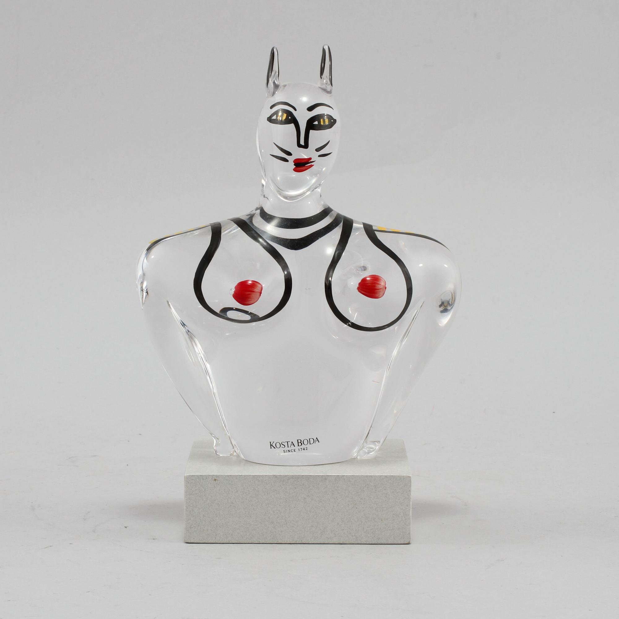 SKULPTUR, glas, Ulrica Hydman Vallien, signerad.