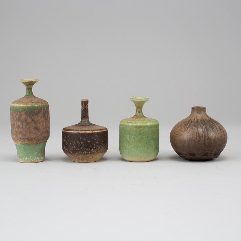 ROLF PALM, a set of four stoneware vases, Mölle, Sweden.