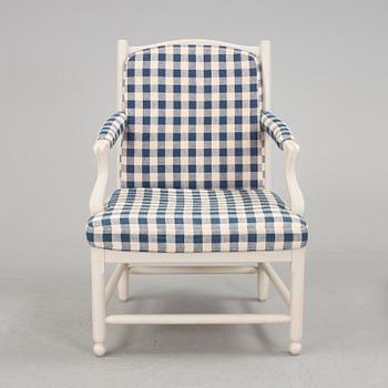 a Swedish armchair and stool "Medevi brunn", by IKEA, 1990s.