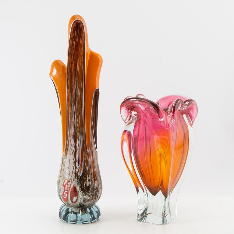 Vases 2 pcs mid-20th century glass.