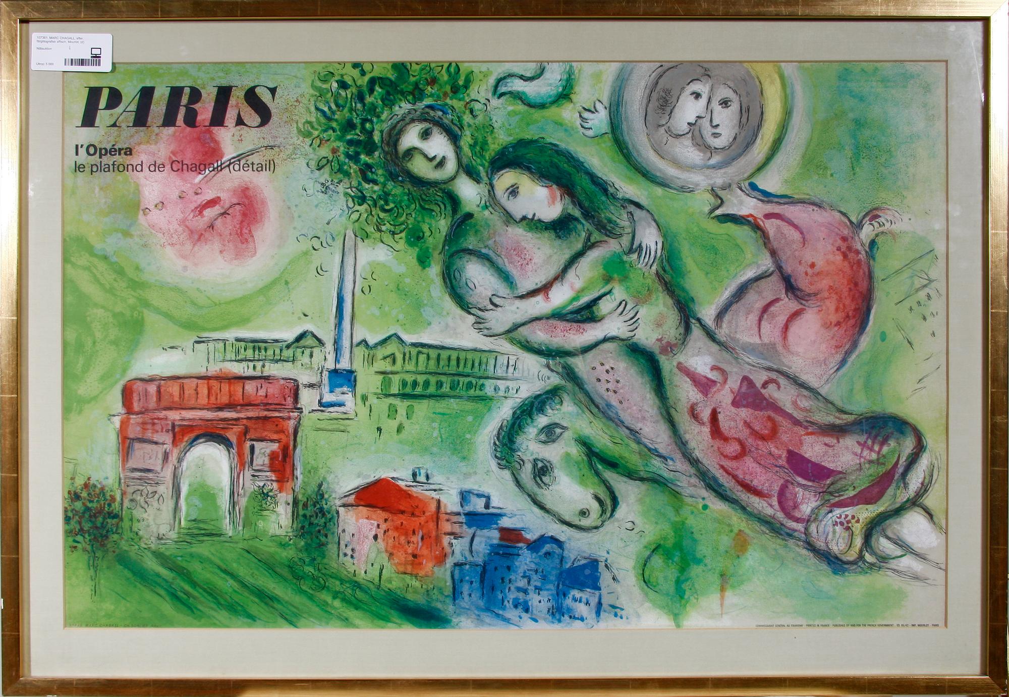 MARC CHAGALL, efter, litografisk affisch, Mourlot.