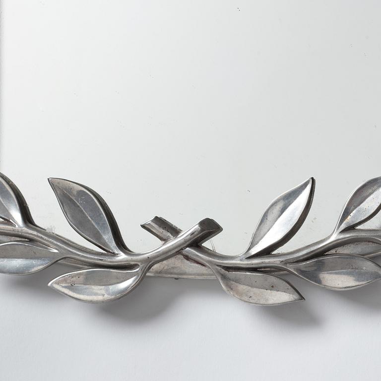 Estrid Ericson, An Estrid Ericson Swedish Modern pewter framed wall mirror by Svenskt Tenn, Sweden 1940-50's.