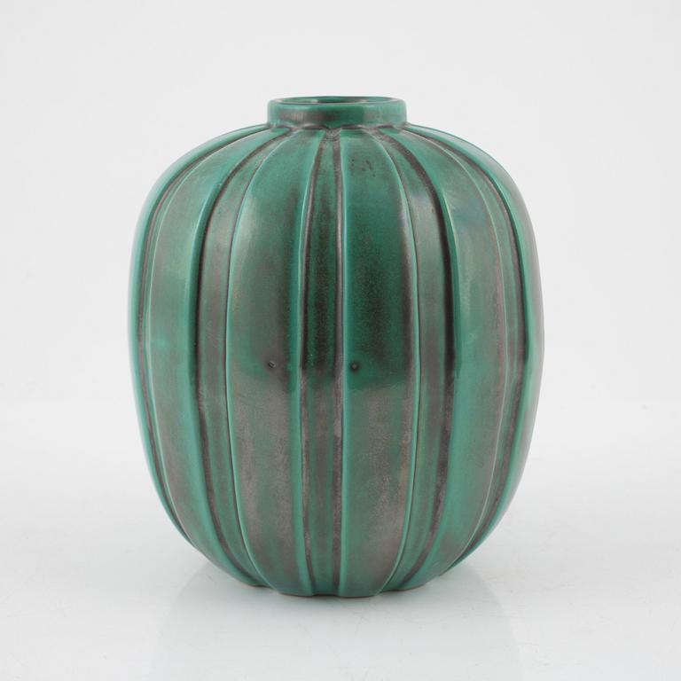 Upsala ekeby green glaced vase.
