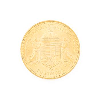 Gold coin, Hungary, 20 Korona, 1892.