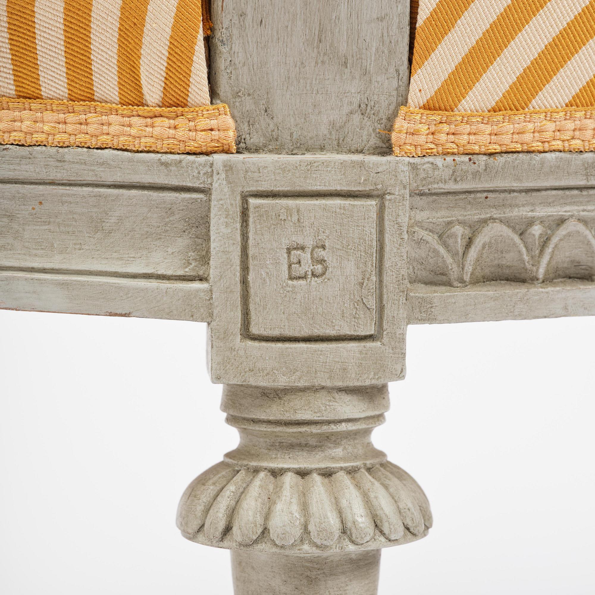 A pair of late Gustavian armchairs by E Ståhl (1797-1820).