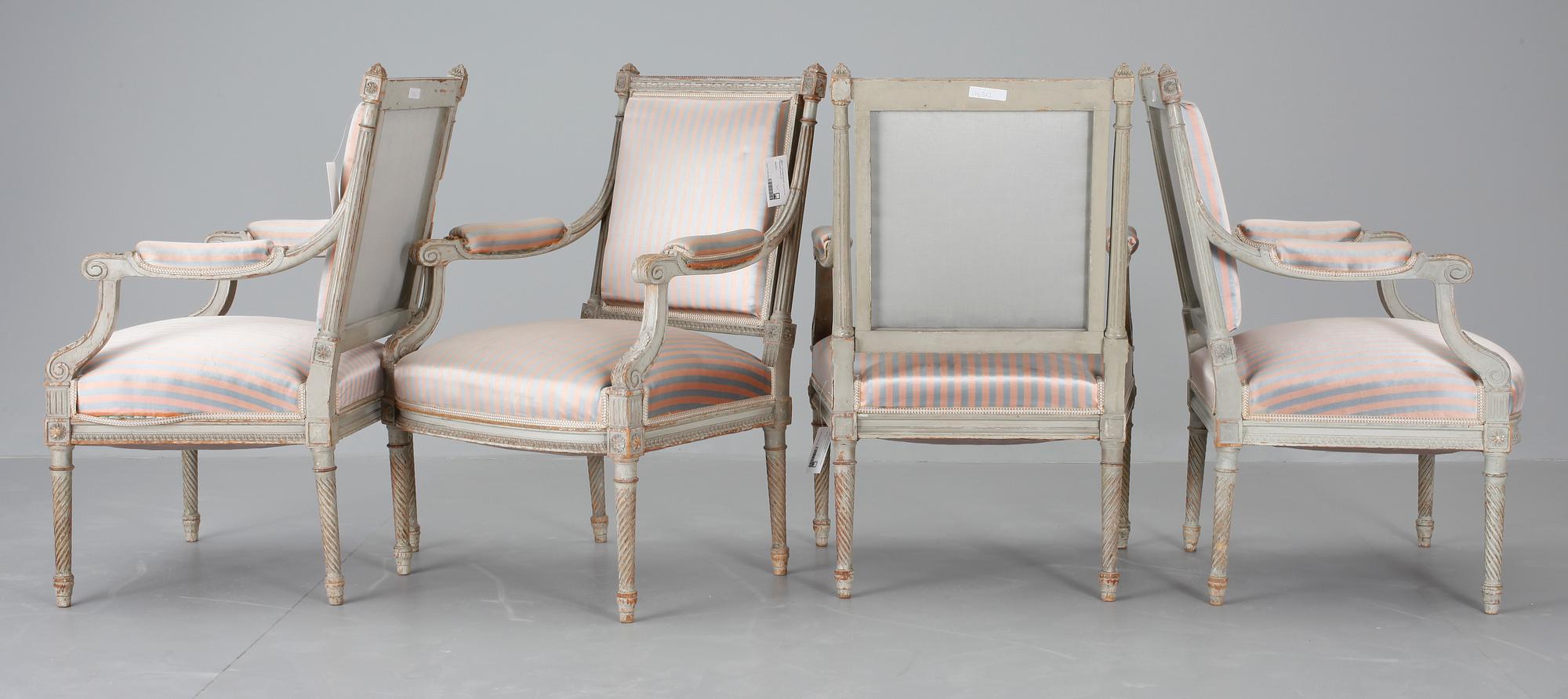 SALONGSGRUPP, 5 delar, Louis XVI-stil. 1800-talets senare hälft.