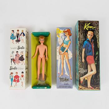 BARBIE OCH HENNES VÄNNER, 4 delar, Mattel 1960-tal.