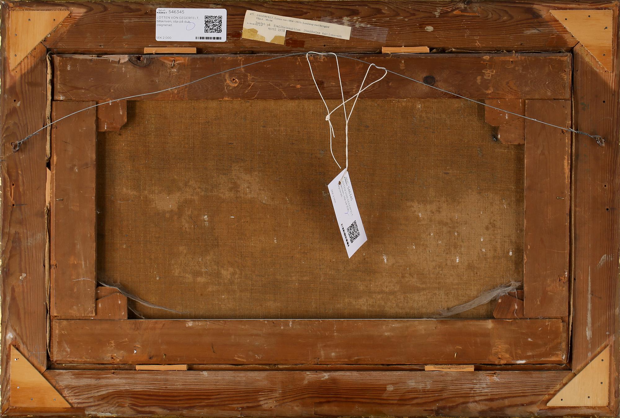 LOTTEN VON GEGERFELT, tillskriven, olja på duk, osignerad.