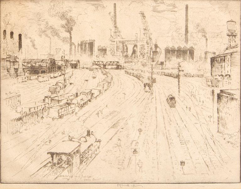 Joseph Pennell, etsning, signerad, 1910.